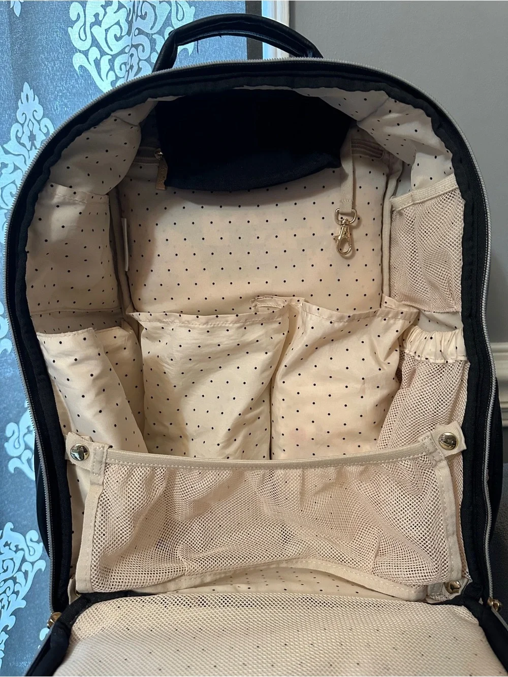 Itzy Ritzy Black Quilted Boss Backpack with Gold Hardware
